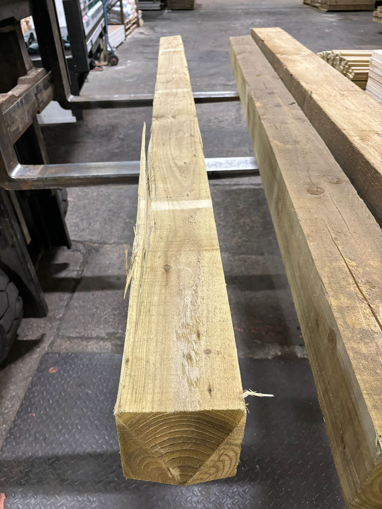 018 Seconds - 150mm x 150mm Sawn & Treated Pointed Fence Post - UC3 Keighley Timber & Fencing Ltd