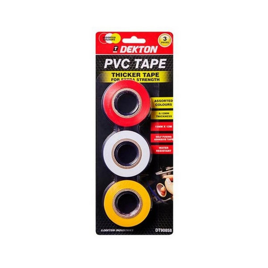 13m PVC Tape - 3pc (Yellow/ Red/ White) Keighley Timber